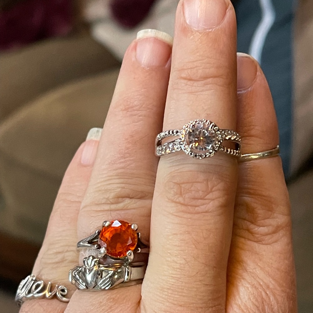 Size 7 white sapphire halo ring